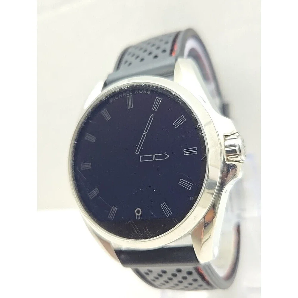 Michael Kors Access Bradshaw MKT5000 DW2C Silver Smartwatch Black Silicone Band